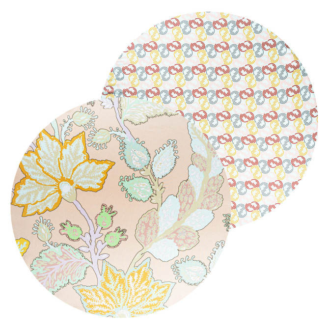 2 sottopiatti effetto seta: Golden Flower, Sfere
