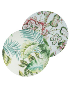 2 sottopiatti cotone: Plumage Verde, Fleur Verde