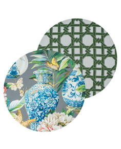 2 sottopiatti cotone: Vaso Grigio, Intreccio Verde