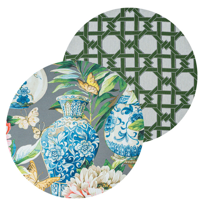 2 sottopiatti cotone: Vaso Grigio, Intreccio Verde