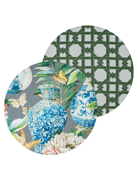 2 sottopiatti cotone: Vaso Grigio, Intreccio Verde