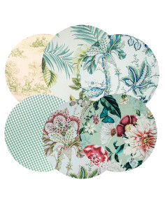 6 sottopiatti cotone: Fleur azzurro, Giardino orientale,...