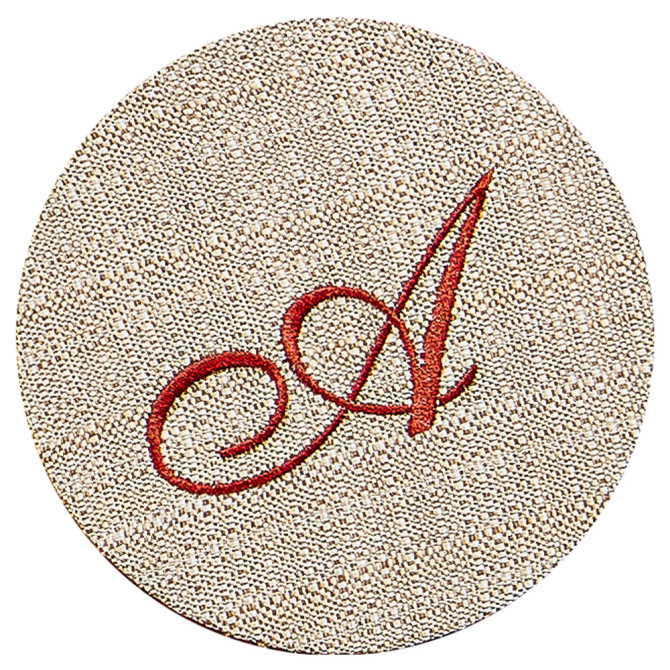 Segnaposto Ecrù Cotone Effetto Lino, Lettera Rossa