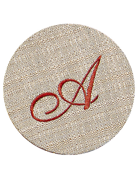 Segnaposto Ecrù Cotone Effetto Lino, Lettera Rossa