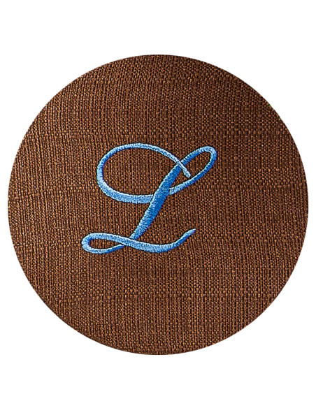 Segnaposto Marron Cotone Effetto Lino, Lettera Turchese